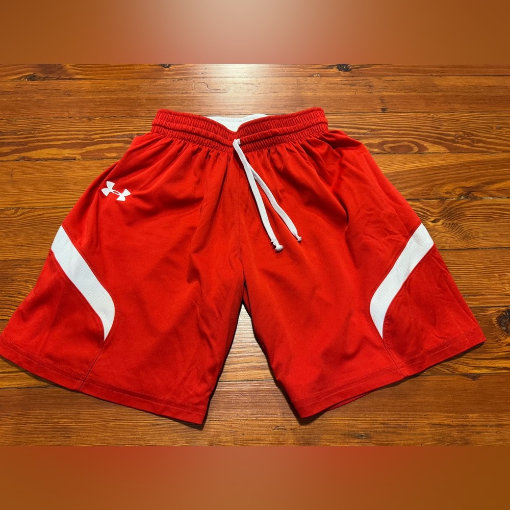 #5 Youth Medium girls boys Under Armour Red White basketball Shorts reversible